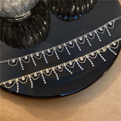 French Lace Edge Diamond Clavicle Chain