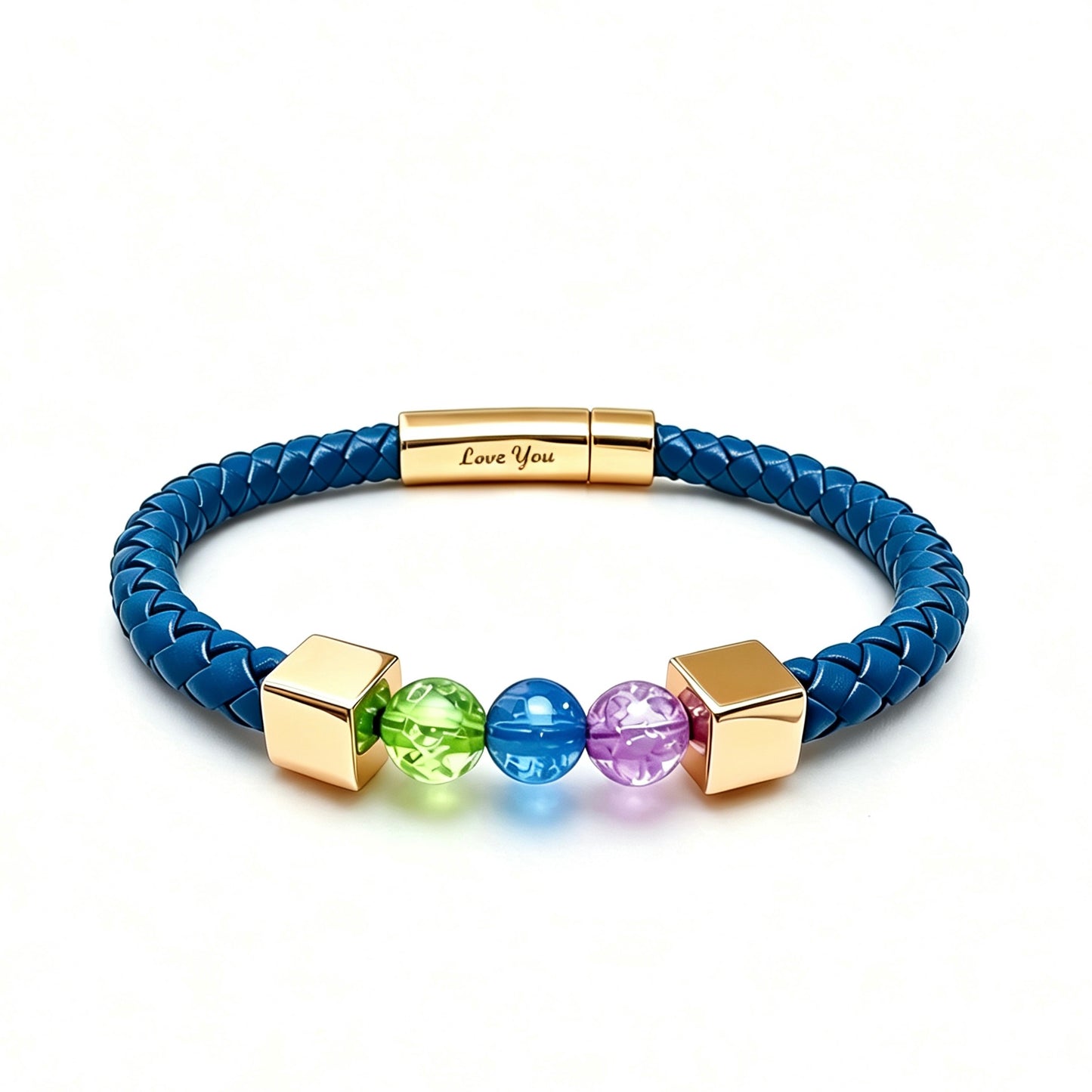 For Love- Personalized Birthstone Leather Bead Bracelet
