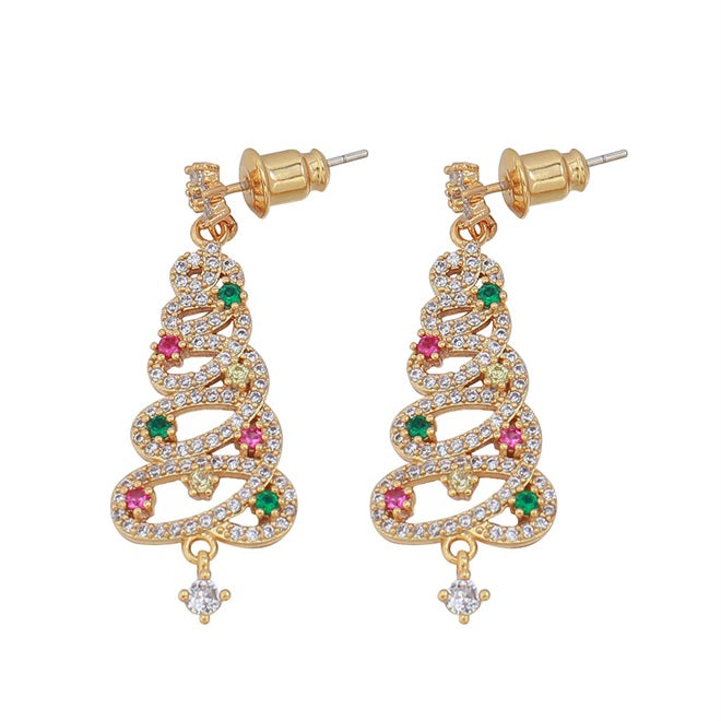 Shiny Christmas Tree Earrings - Gold🎄