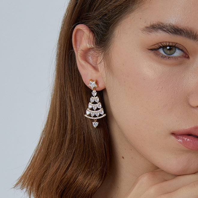 Sparkling Christmas Tree Earrings - Gold🎄