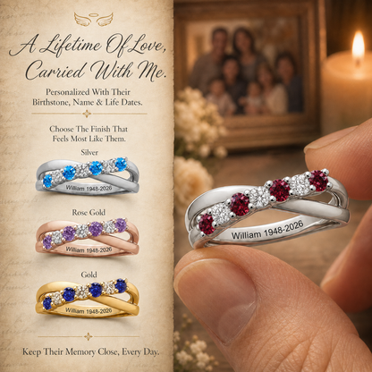 Always In My Heart, Personalized Memorial Birthstone Ring, Sympathy Gift