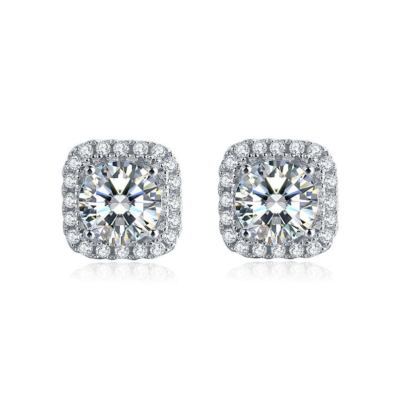 🌊Summer Hot Sale✨Versatile Classic Square Moissanite Halo Stud Earrings