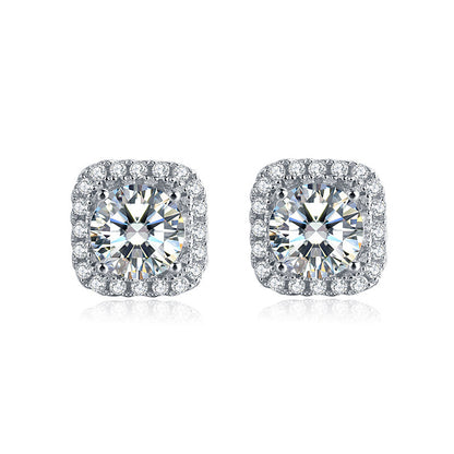 🌊Summer Hot Sale✨Versatile Classic Square Moissanite Halo Stud Earrings