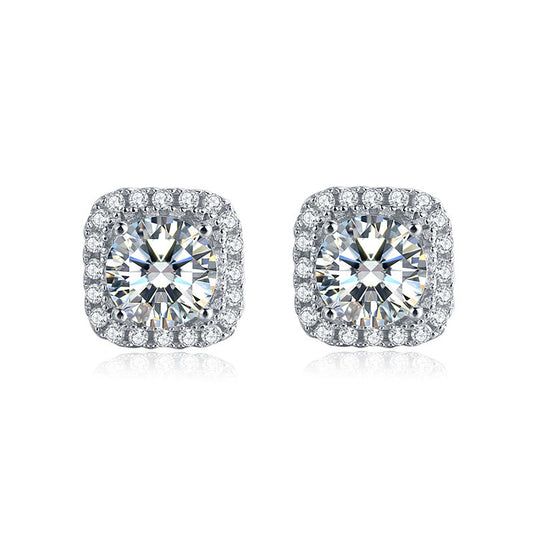 🌊Summer Hot Sale✨Versatile Classic Square Moissanite Halo Stud Earrings