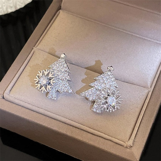 Spinning Snowflakes Christmas Tree Earrings -Silver🎄