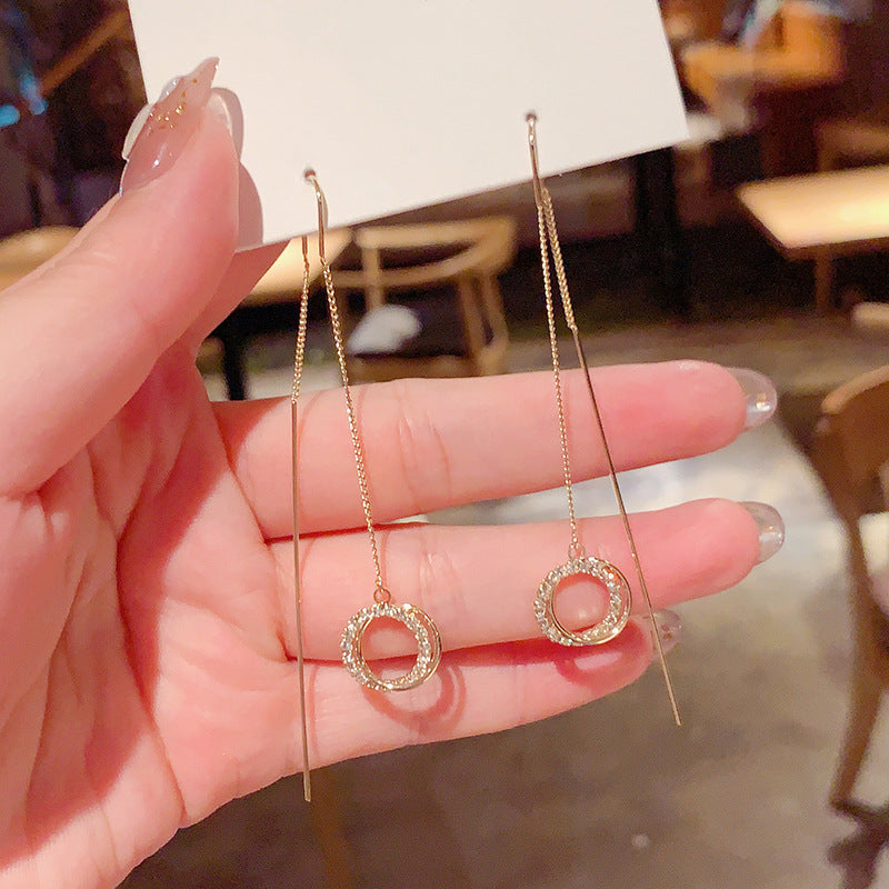 Tassel Threading Long Chain Earrings