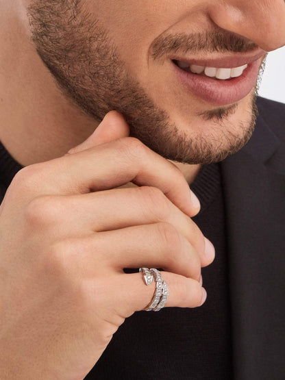 SERPENTES FULL PAVÉ TWO-COIL RING IN WHITE GOLD