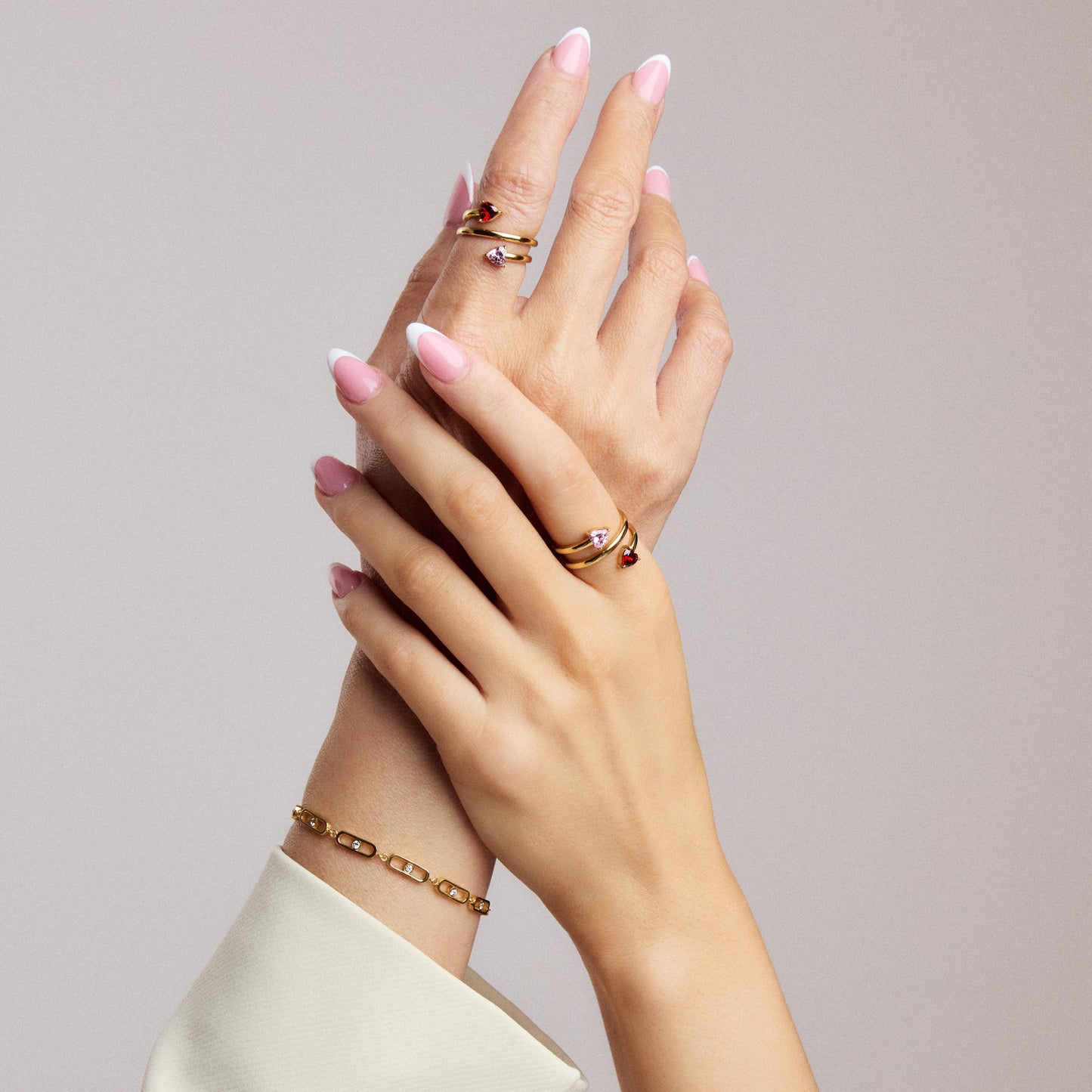 Forever Besties Twin Hearts Birthstone Wrap Ring