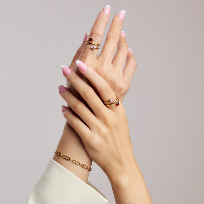 Forever Besties Twin Hearts Birthstone Wrap Ring