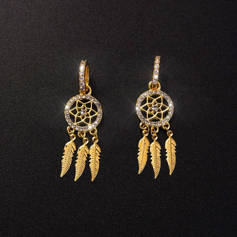 925 STERLING SILVER Dream Catcher Dangle Earrings