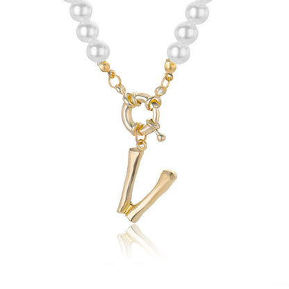 Personal Pearl Necklace Choker Alphabet A-Z
