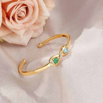 Mother&Daughter Double Heart Custom Birthstones Infinity  Bracelet
