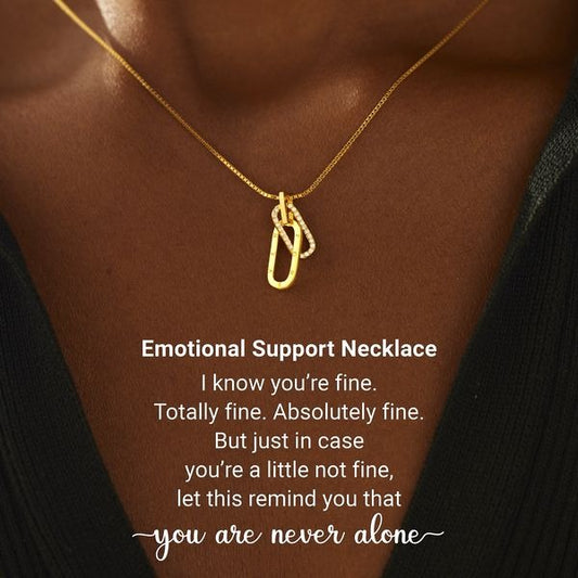 You're Never Alone Emotional Support Rectangle Interlocking Necklace