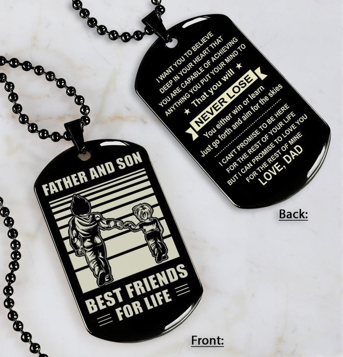 DOUBLE SIDED DOG TAG FATHER AND SON BEST FRIENDS FOR LIFE - MESSAGE ON THE BACK SIDE