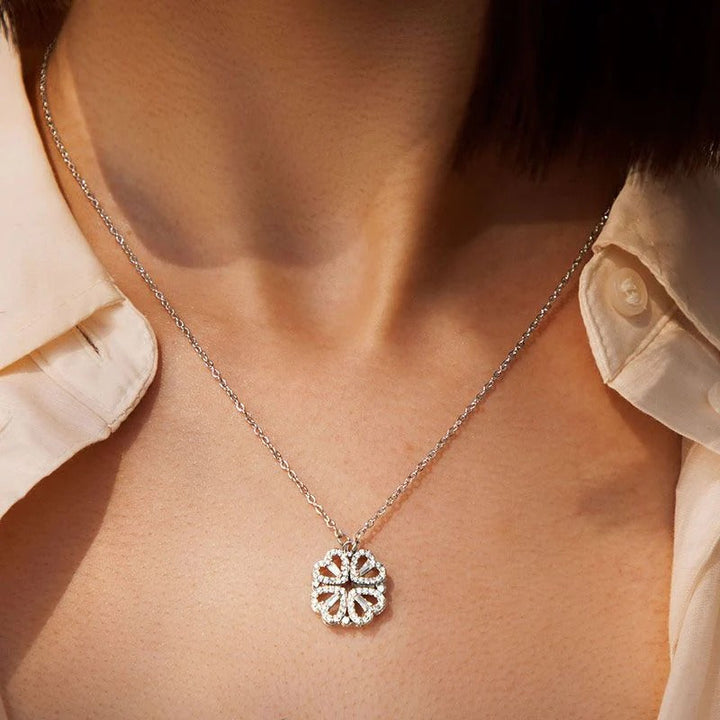 Lucky Four Leaf Clover Heart Necklace