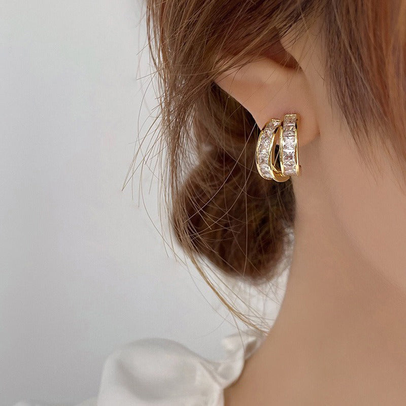 Simple C-shaped Diamond Earrings