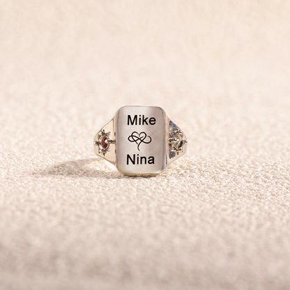 FOR LOVE - BELOVE CUSTOM NAMES AND BIRTHSTONES DAINTY RING