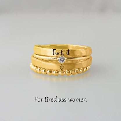 FUCK IT STACKED RING - 4 RINGS SET