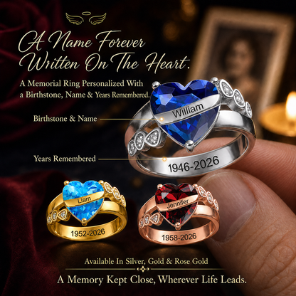 Personalized Memorial Birthstone Ring, Hug From Heaven Gift