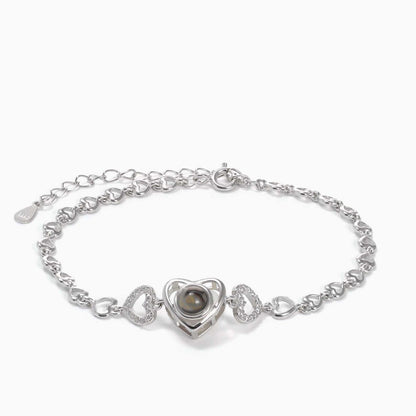Customized Photo Projection Triple Heart Bracelet