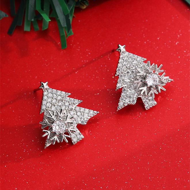 Spinning Snowflakes Christmas Tree Earrings -Silver🎄