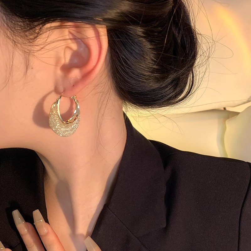 French Hoop Sparkling Earrings