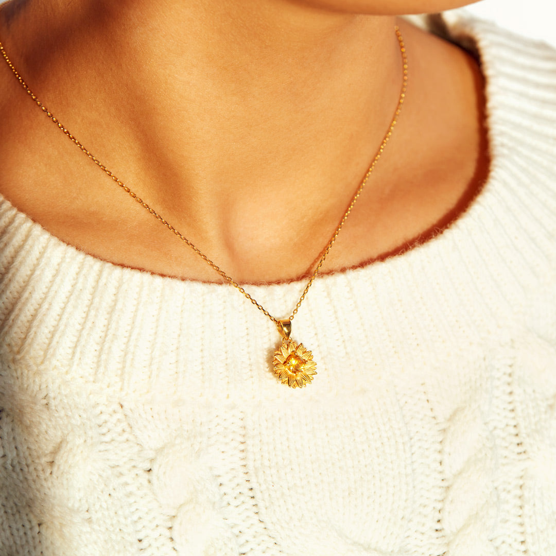 I Would Change The World For You Sunflower Necklace S925