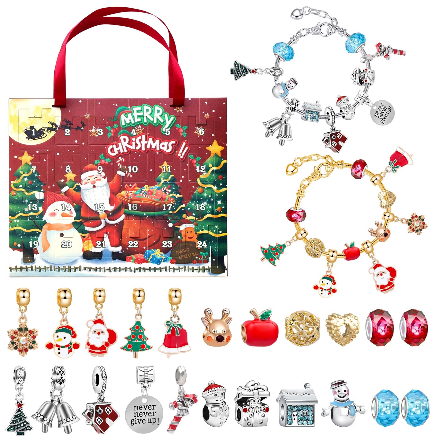 24Pcs DIY Jewelry Advent Calendar Christmas Gifts Charm