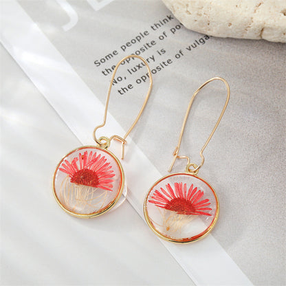 Boho Round Dried Flower Earrings