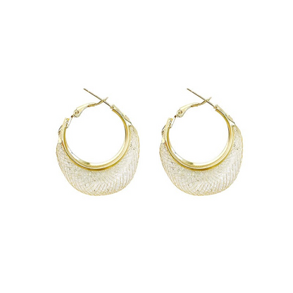 French Hoop Sparkling Earrings