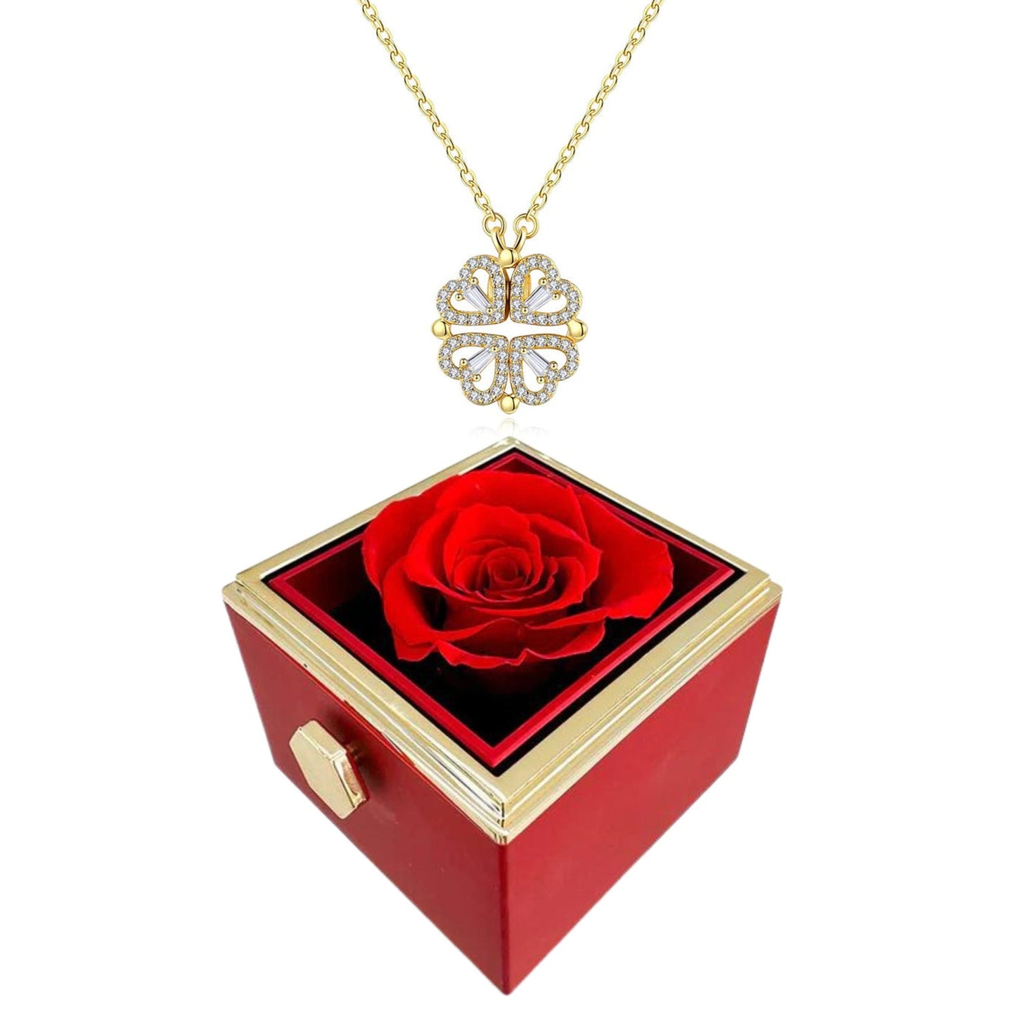 Lucky Four Leaf Clover Heart Necklace