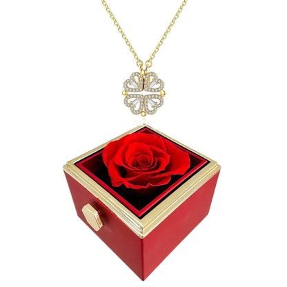 Lucky Four Leaf Clover Heart Necklace