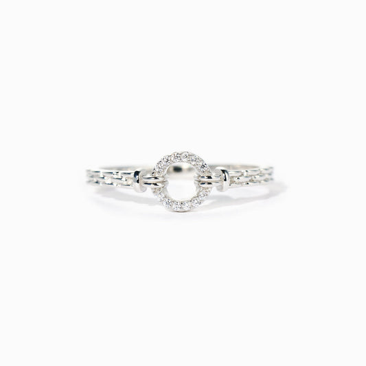 925 Sterling Silver Good Times And Bad Times Emotional Support Pavé Open Circle Ring