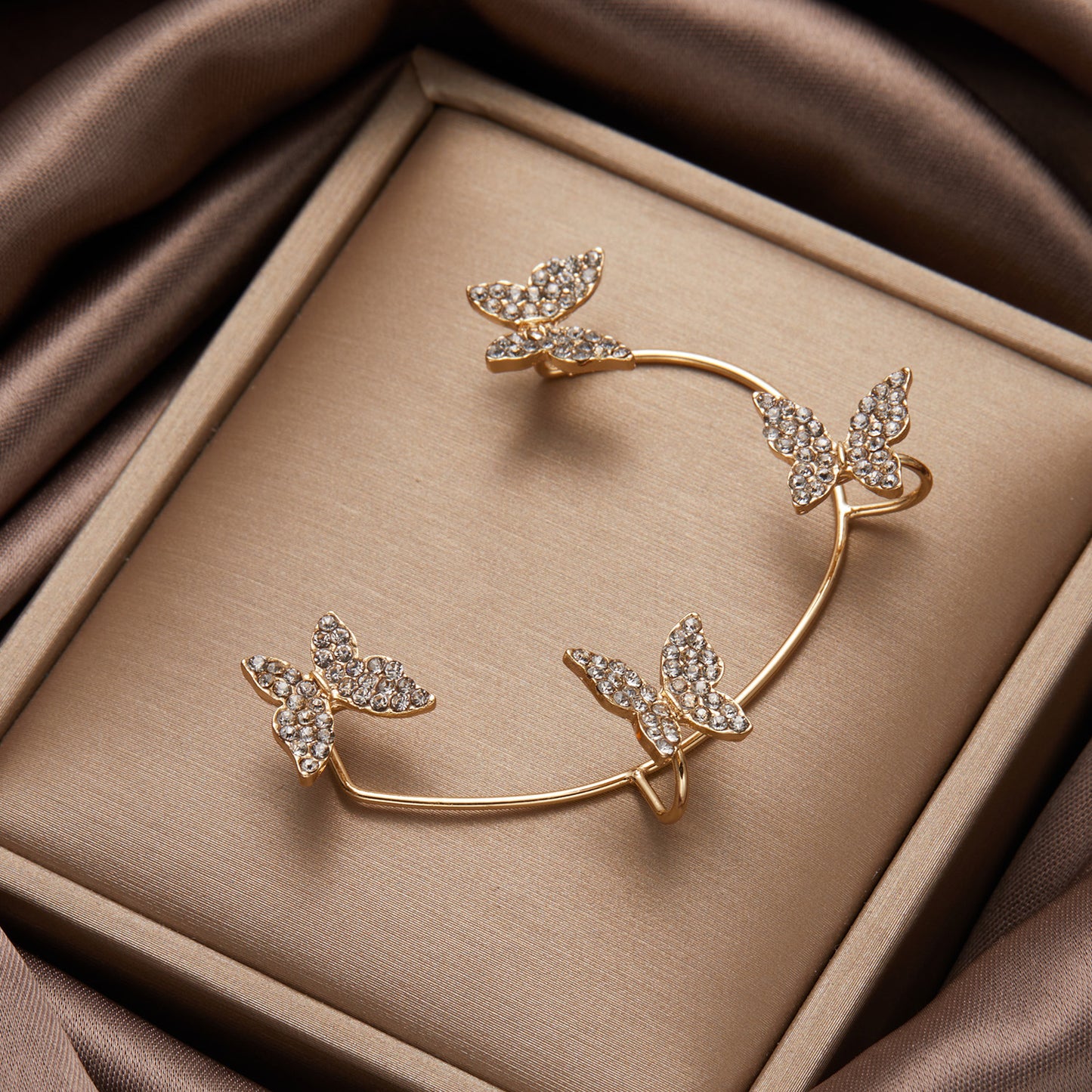 Butterfly Tassel Shiny Zircon Ear Cuffs