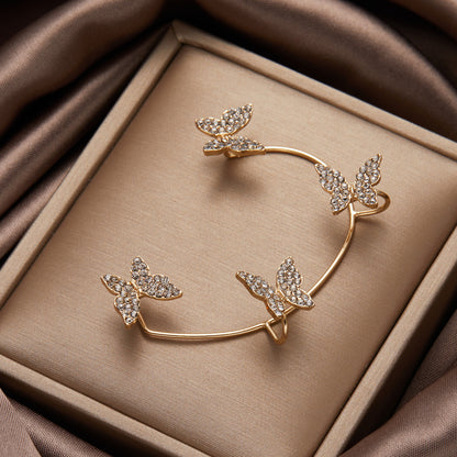 Butterfly Tassel Shiny Zircon Ear Cuffs