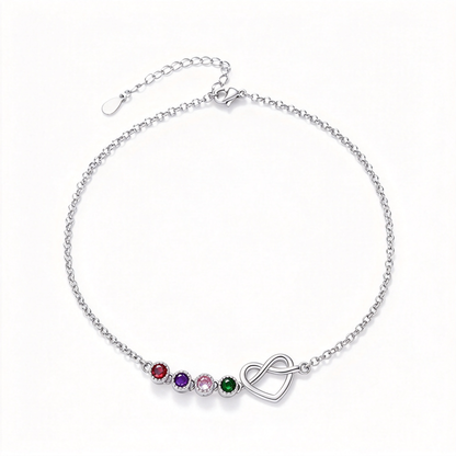 Custom 1–6 Birthstones Love Knot Infinity Birthstone Bracelet