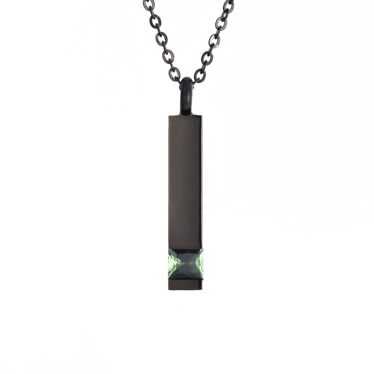 Crystal Urn Jewelry Cube Engravable Necklace - Black Birthstone Series