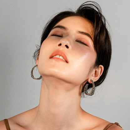 Retro Baroque Sparkling Hoop Earrings