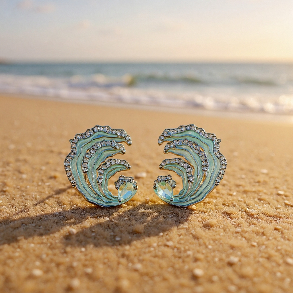 🌊Ocean Wave Inspired Enamel Earrings