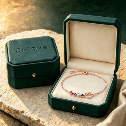 Custom 1–6 Birthstones Love Knot Infinity Birthstone Bracelet