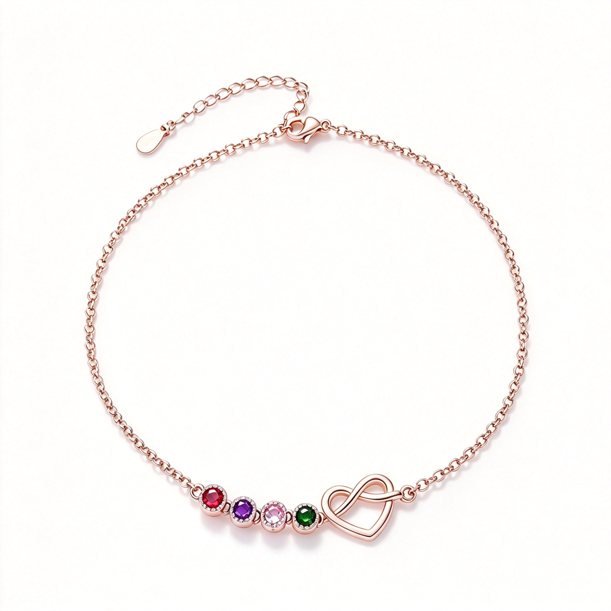 Custom 1–6 Birthstones Love Knot Infinity Birthstone Bracelet
