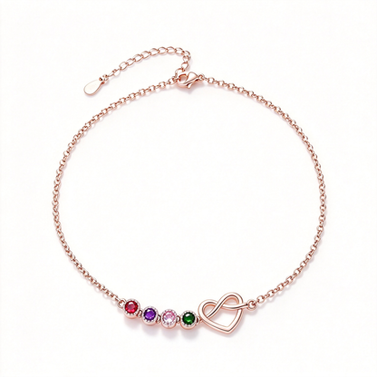 Custom 1–6 Birthstones Love Knot Infinity Birthstone Bracelet
