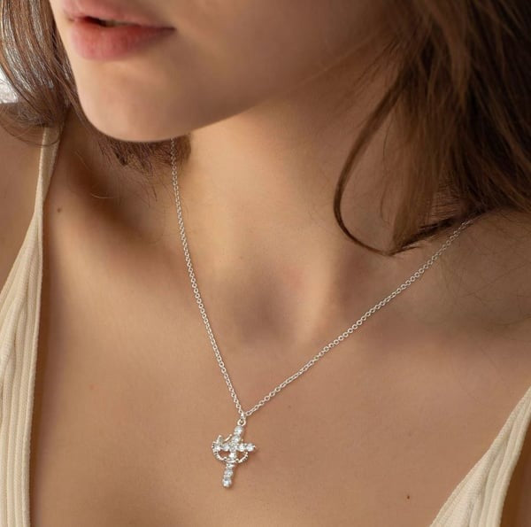 To My Faith - Paved Cross & Crown Necklace
