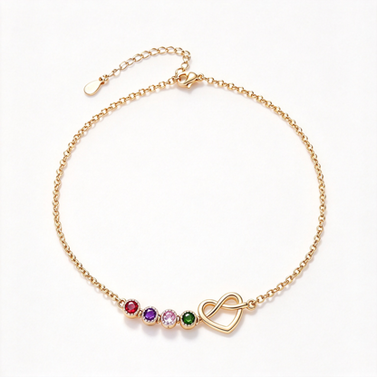Custom 1–6 Birthstones Love Knot Infinity Birthstone Bracelet