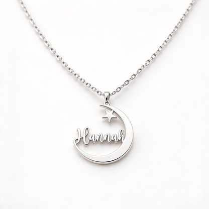 To My Daughter- I Will Always Be Your Moon Custom Name Necklace