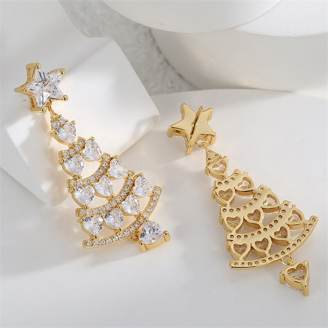 Sparkling Christmas Tree Earrings - Gold🎄