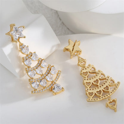Sparkling Christmas Tree Earrings - Gold🎄