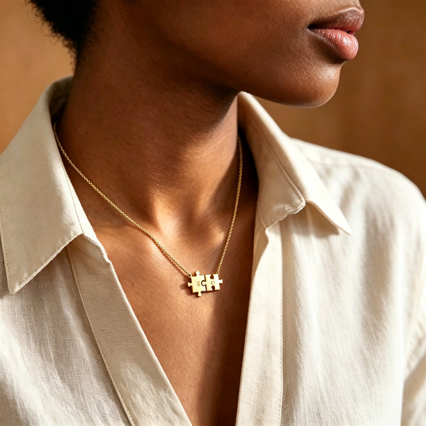 For Love- You Complete Me Custom Initial Puzzle Necklace