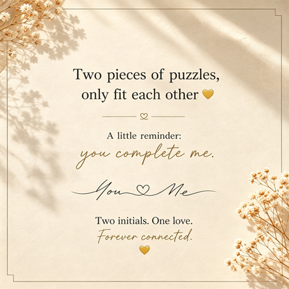 For Love- You Complete Me Custom Initial Puzzle Necklace