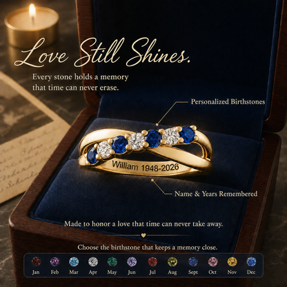 Always In My Heart, Personalized Memorial Birthstone Ring, Sympathy Gift